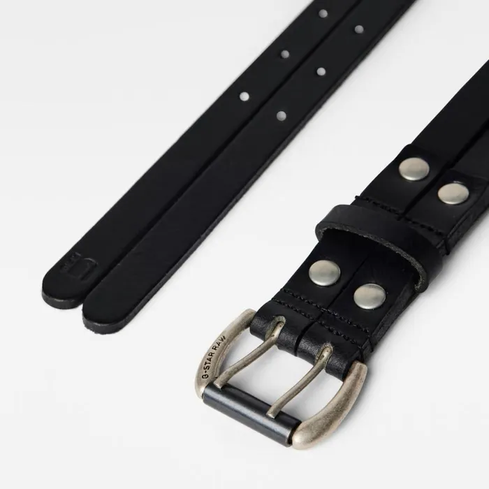 Accessories Men GStar RAW Double Dast Belt Dark Blackantic Silver