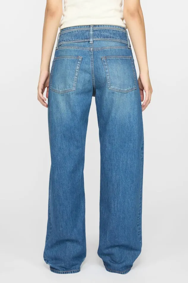 Acne Studios Belted Denim Trousers Mid Blue Woman Jeans