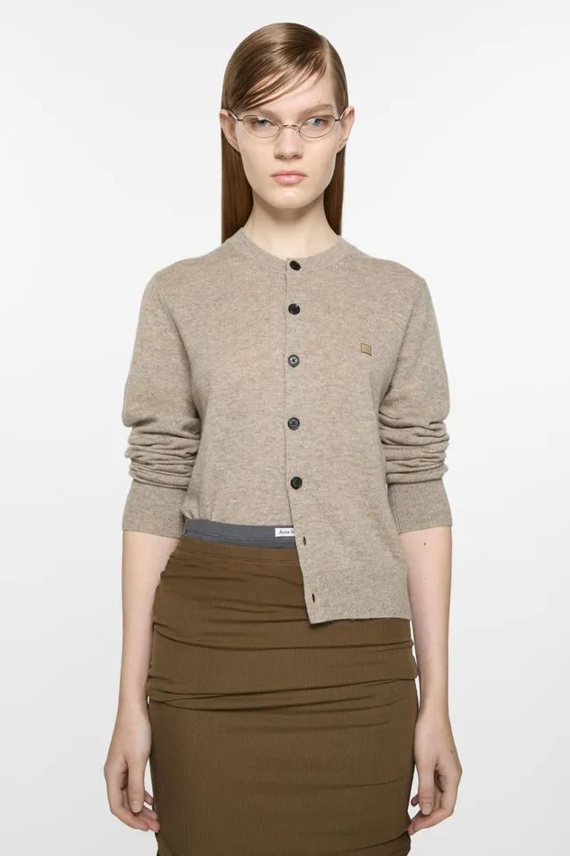 Acne Studios Cadigan Yak Wool 8211 Fitted Fit Greige Melange Woman Knitwear