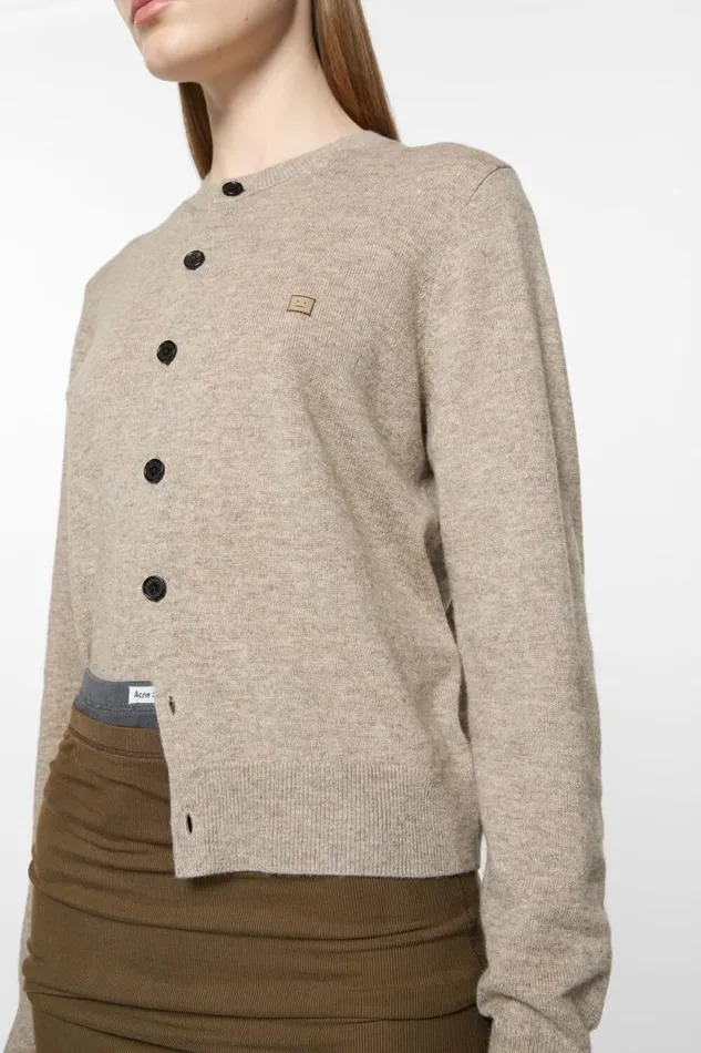 Acne Studios Cadigan Yak Wool 8211 Fitted Fit Greige Melange Woman Knitwear