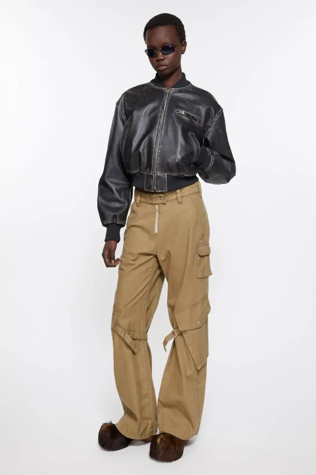 Acne Studios Cargo Trousers Cold Beige Woman Trousers