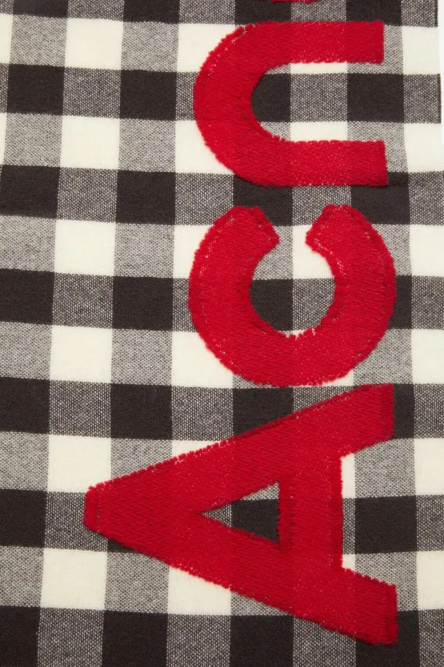 Acne Studios Check Logo Scarf Carbon Greyred Woman Scarves