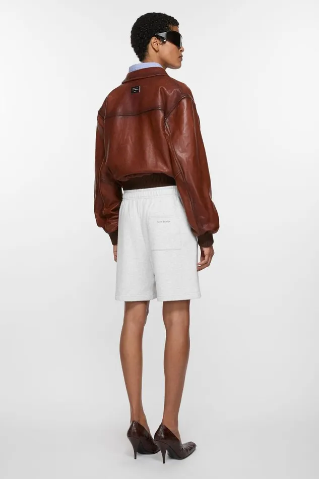 Acne Studios Cotton Shorts Pale Grey Melange Woman Shorts