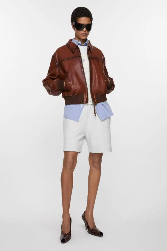 Acne Studios Cotton Shorts Pale Grey Melange Woman Shorts