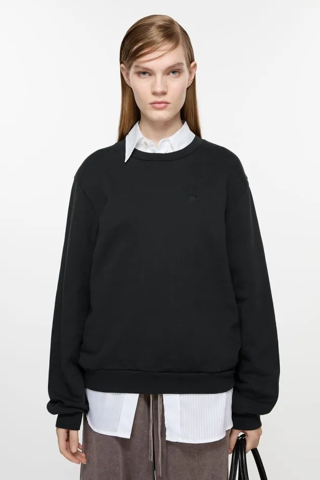 Acne Studios Crew Neck Fleece Sweater Black Woman Sweatshirts