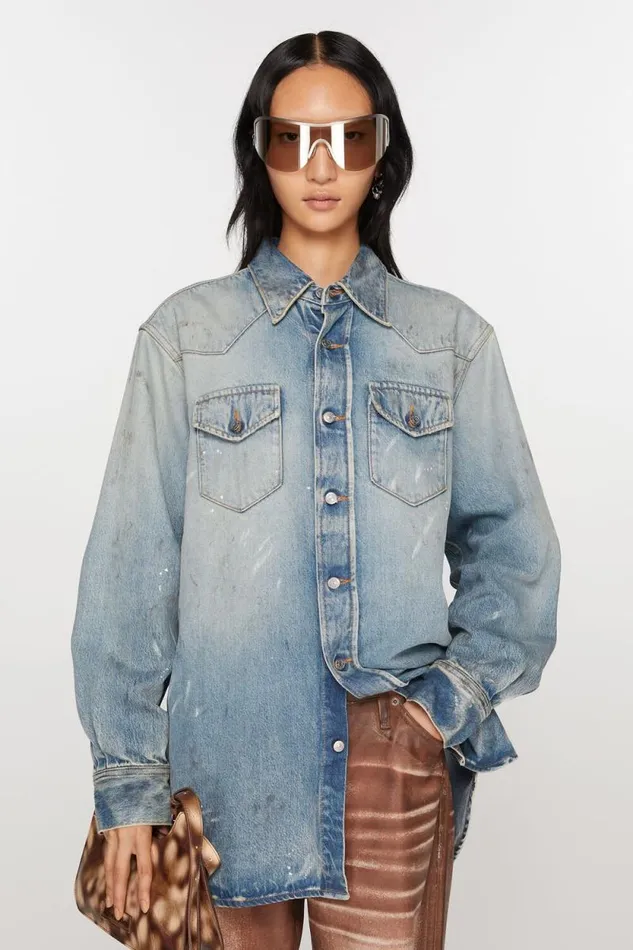 Acne Studios Denim Shirt 8211 Relaxed Fit Light Blue Woman Shirts and Blouses