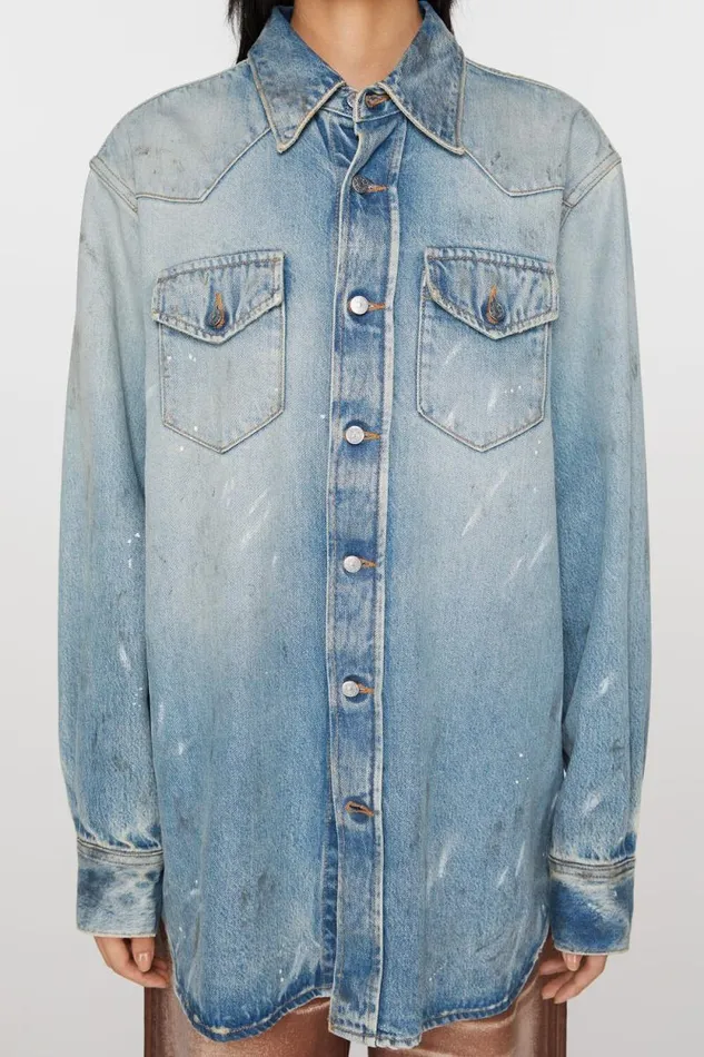 Acne Studios Denim Shirt 8211 Relaxed Fit Light Blue Woman Shirts and Blouses