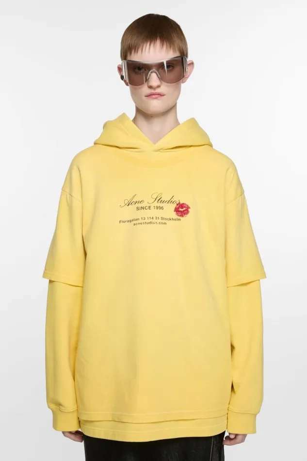 Acne Studios Doublelayered Hoodie Bright Yellow Woman Sweatshirts
