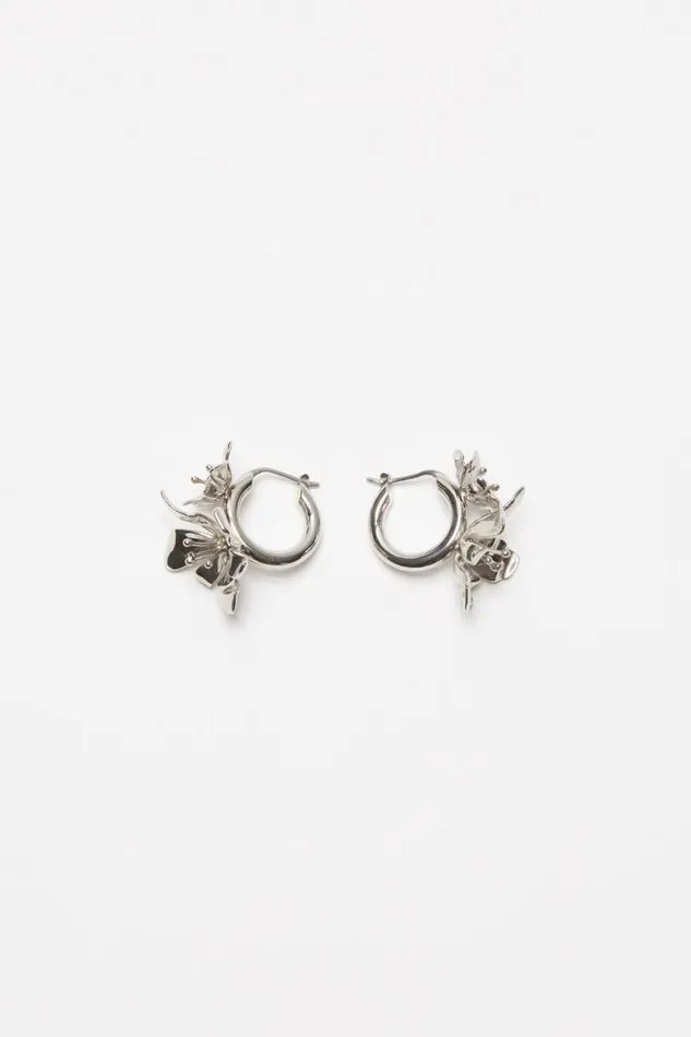 Acne Studios Flower Hoop Earrings Silvertransparent Woman Jewellery