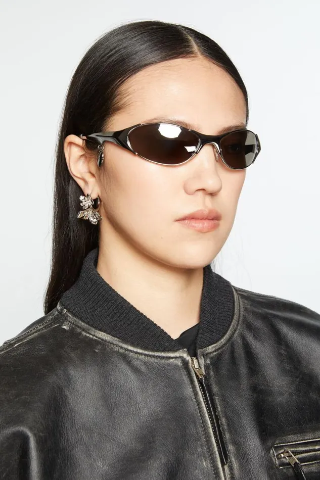 Acne Studios Flower Hoop Earrings Silvertransparent Woman Jewellery