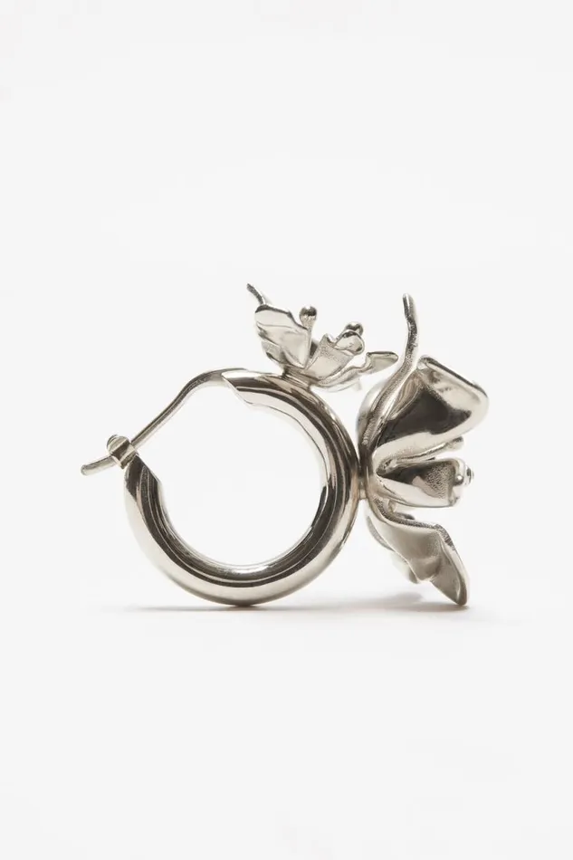 Acne Studios Flower Hoop Earrings Silvertransparent Woman Jewellery