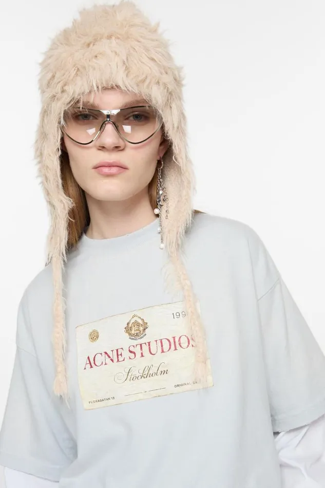 Acne Studios Fluffy Hat Beige Woman Hats