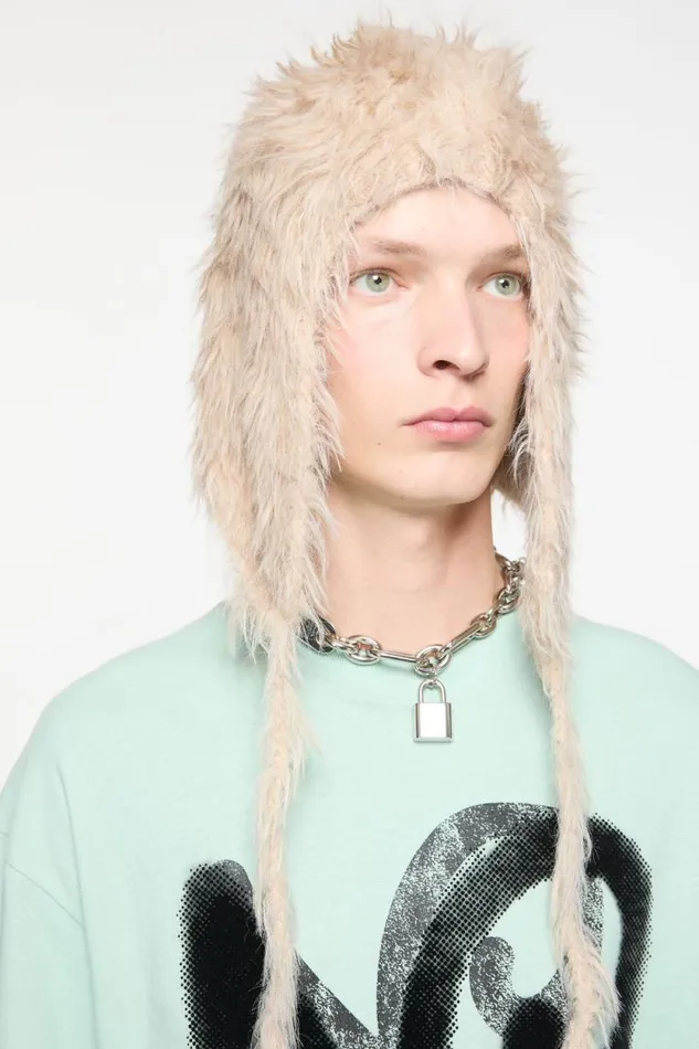Acne Studios Fluffy Hat Beige Woman Hats