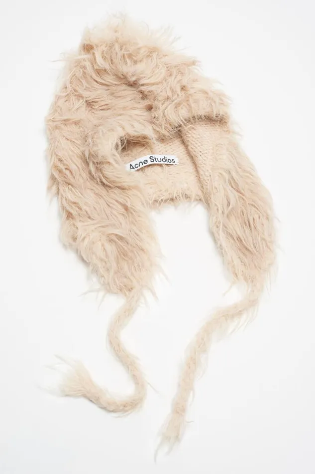 Acne Studios Fluffy Hat Beige Woman Hats