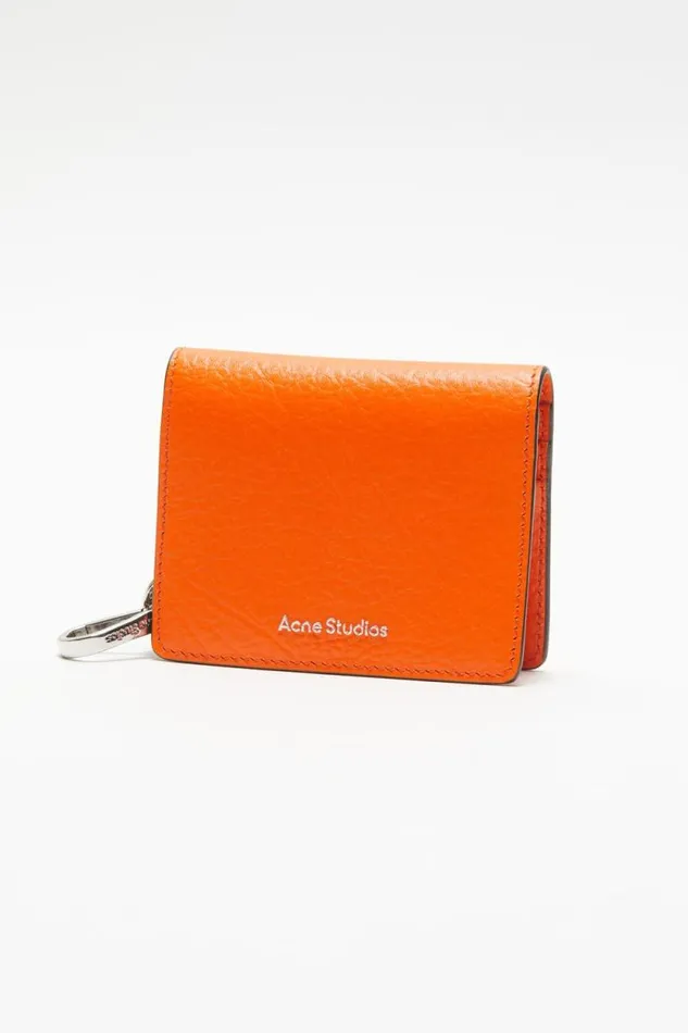 Acne Studios Folded Leather Wallet Bright Orange Woman Small Leather Goods