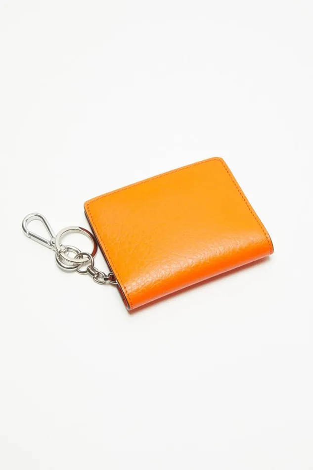 Acne Studios Folded Leather Wallet Bright Orange Woman Small Leather Goods