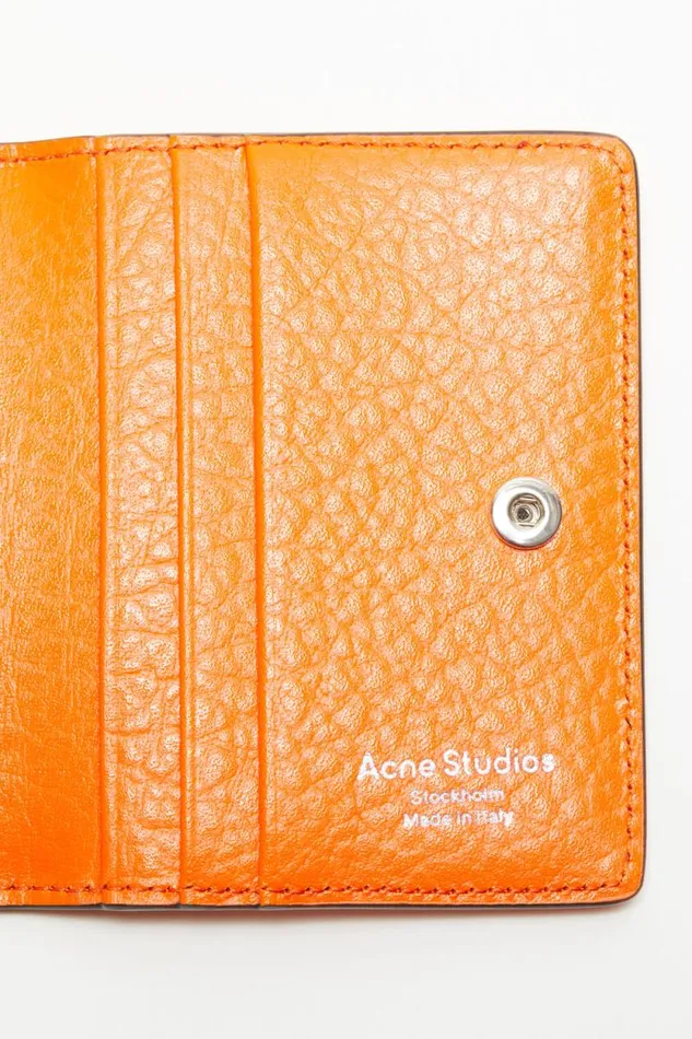 Acne Studios Folded Leather Wallet Bright Orange Woman Small Leather Goods