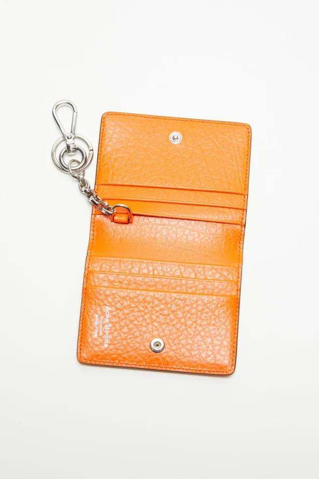 Acne Studios Folded Leather Wallet Bright Orange Woman Small Leather Goods