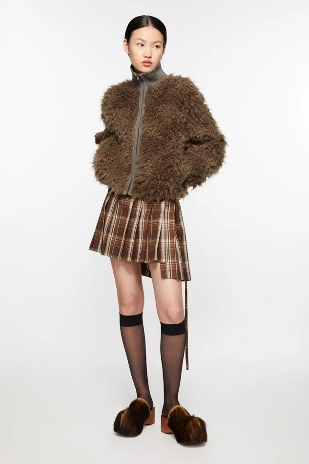 Acne Studios Furry Jacket Mud Brown Woman Outerwear