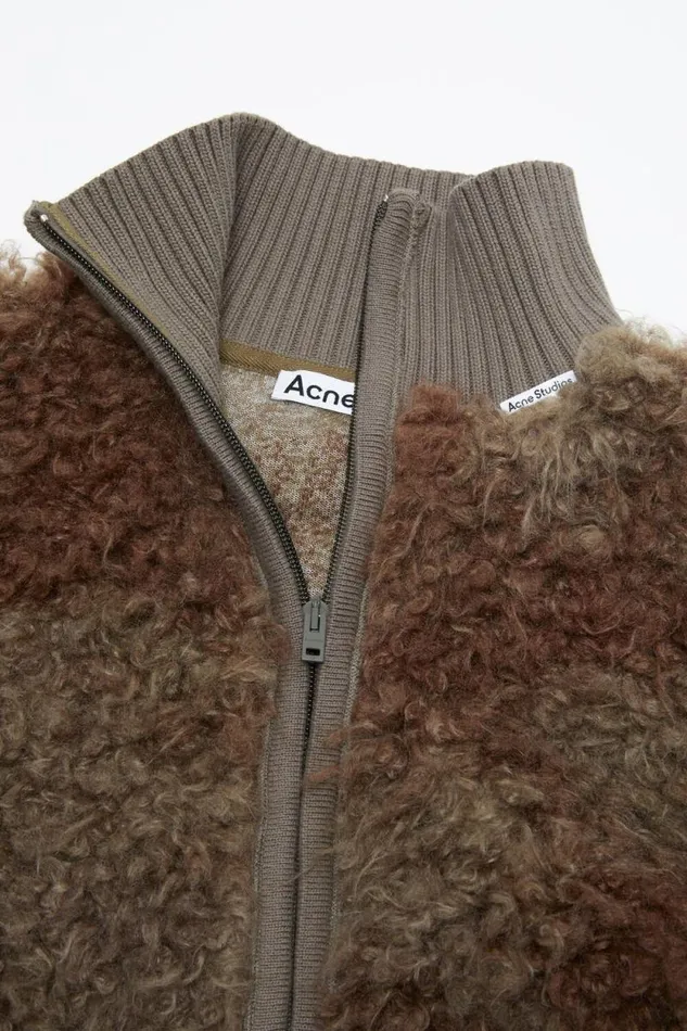 Acne Studios Furry Jacket Mud Brown Woman Outerwear