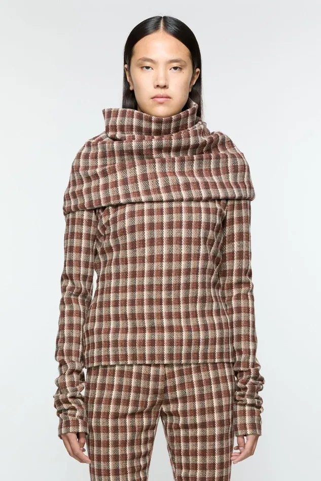 Acne Studios High Neckline Blouse Beigebrown Woman Shirts and Blouses