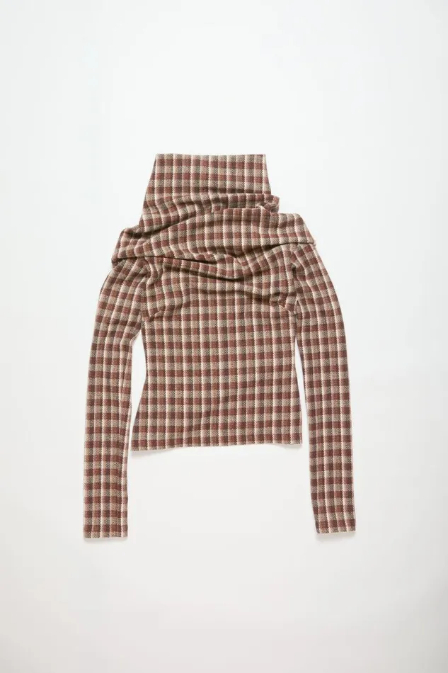 Acne Studios High Neckline Blouse Beigebrown Woman Shirts and Blouses