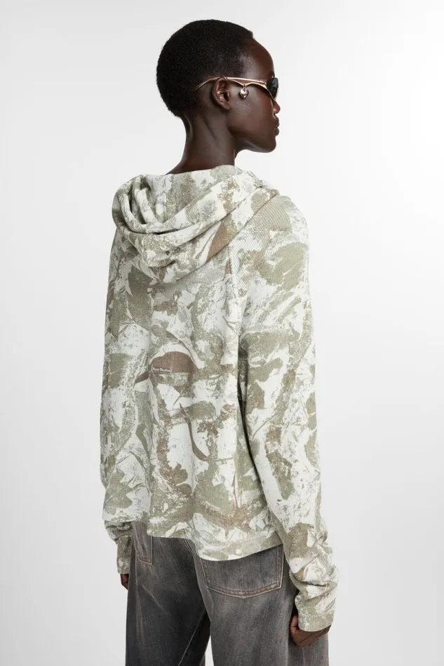 Acne Studios Hooded Sweater Concrete Grey Camo Woman Sweatshirts