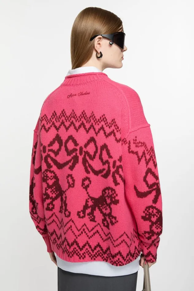 Acne Studios Jacquard Sweater Pinkred Woman Knitwear