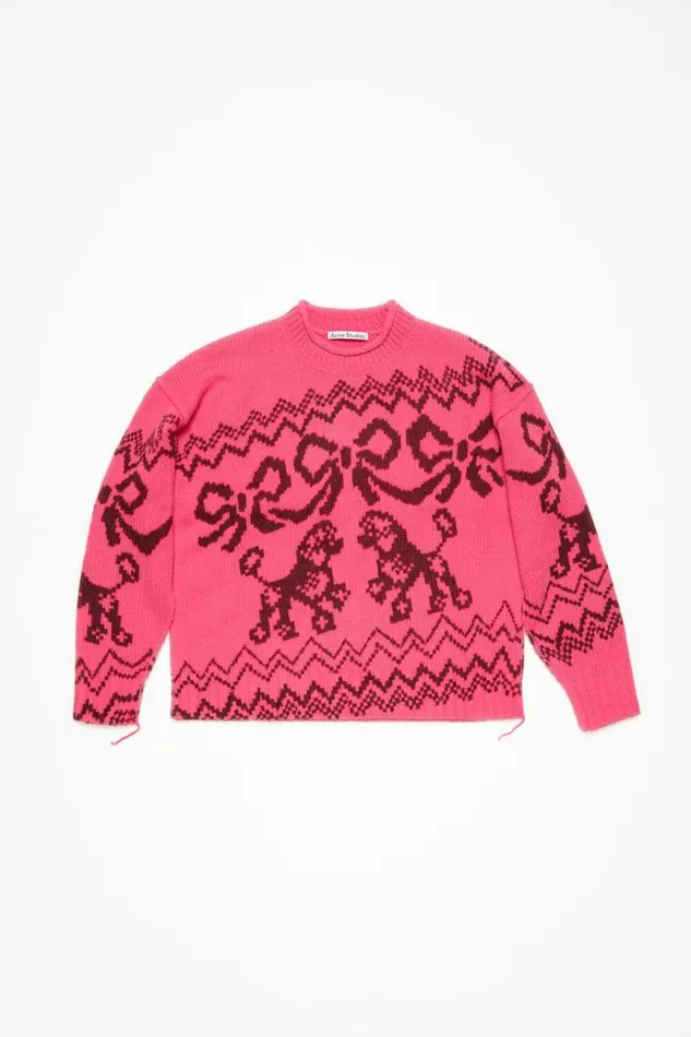 Acne Studios Jacquard Sweater Pinkred Woman Knitwear