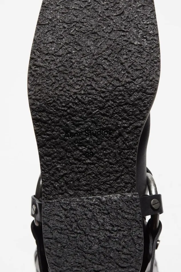 Acne Studios Leather Buckle Boots Black Woman Shoes