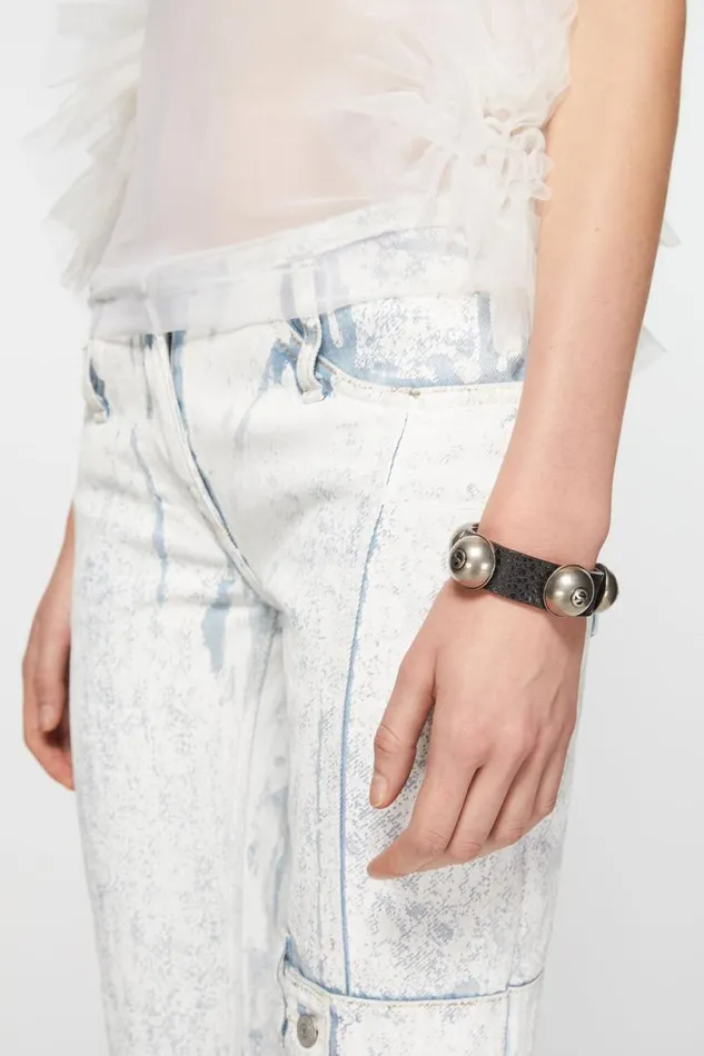 Acne Studios Leather Stud Bracelet Black Woman Jewellery