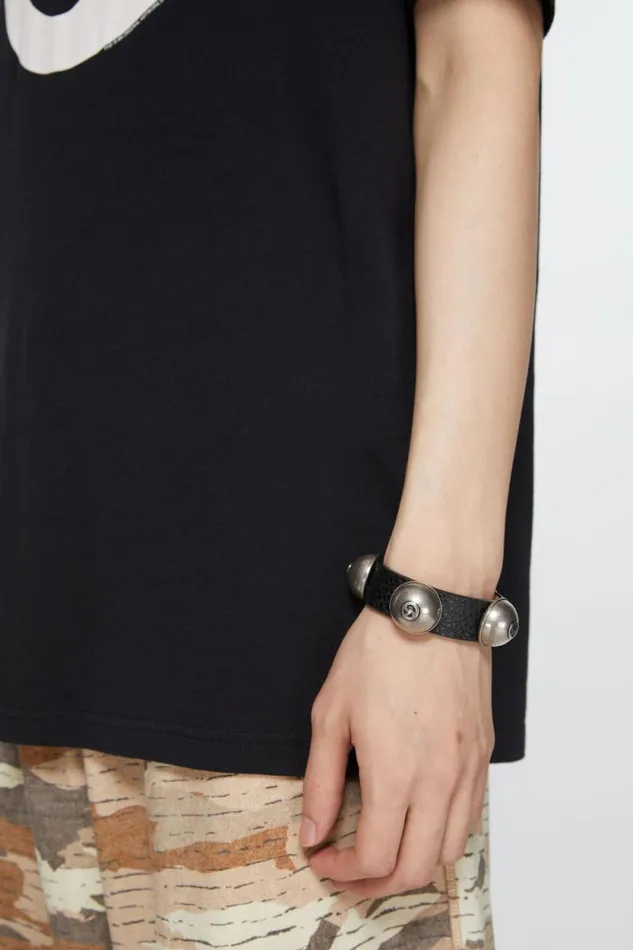 Acne Studios Leather Stud Bracelet Black Woman Jewellery