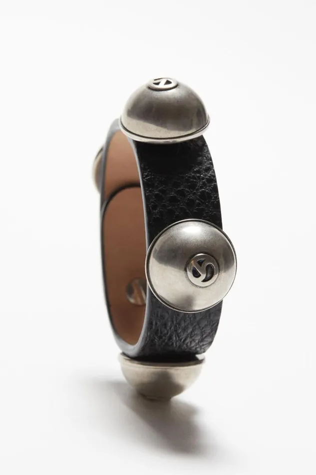 Acne Studios Leather Stud Bracelet Black Woman Jewellery