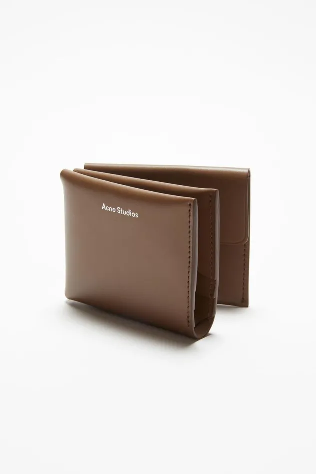 Acne Studios Leather Trifold Wallet Camel Brown Woman Small Leather Goods