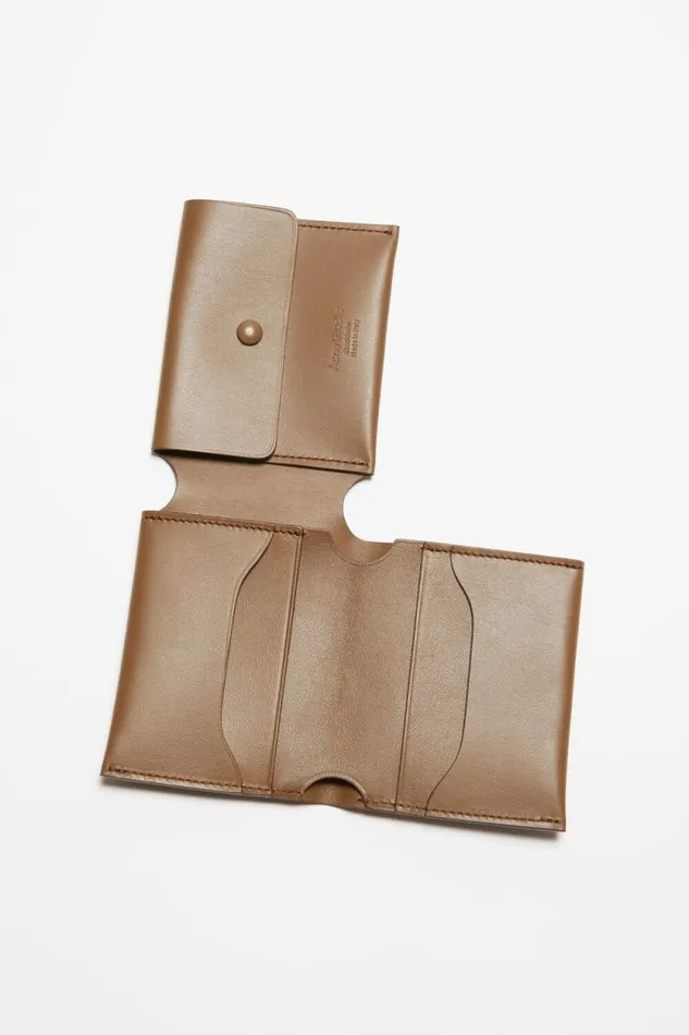Acne Studios Leather Trifold Wallet Camel Brown Woman Small Leather Goods