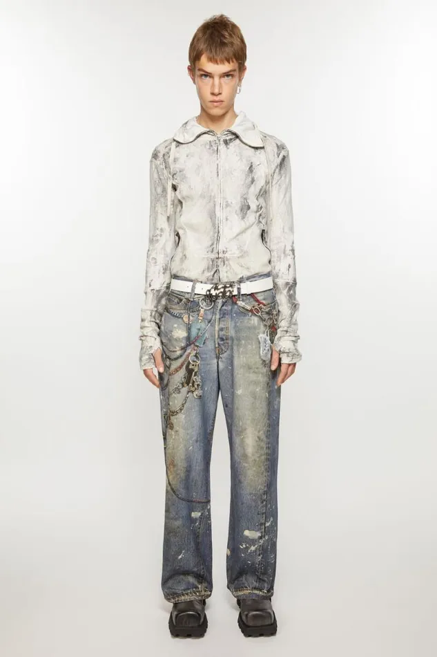 Acne Studios Logo Buckle Belt White Woman Belts