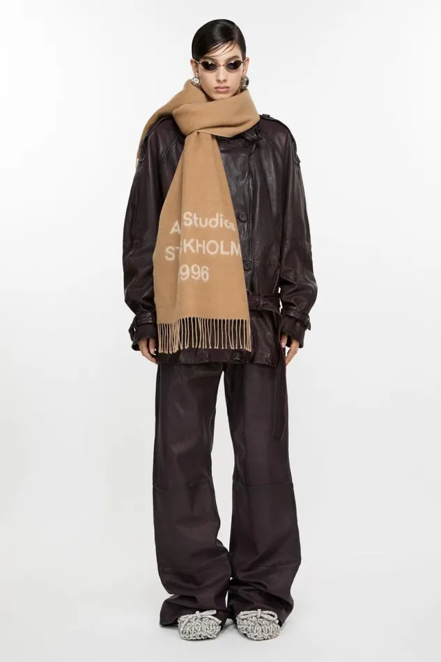 Acne Studios Logo Jacquard Scarf Camelecru Man Scarves