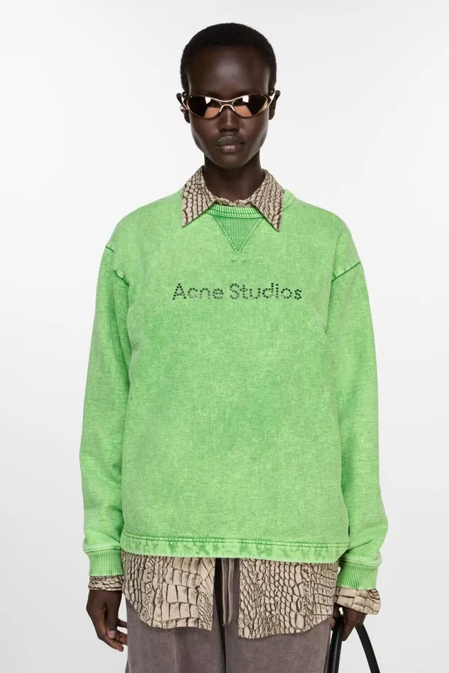 Acne Studios Logo Stud Sweater Bright Green Woman Sweatshirts