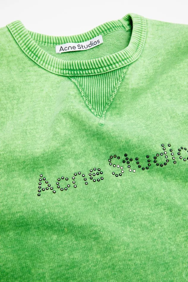 Acne Studios Logo Stud Sweater Bright Green Woman Sweatshirts