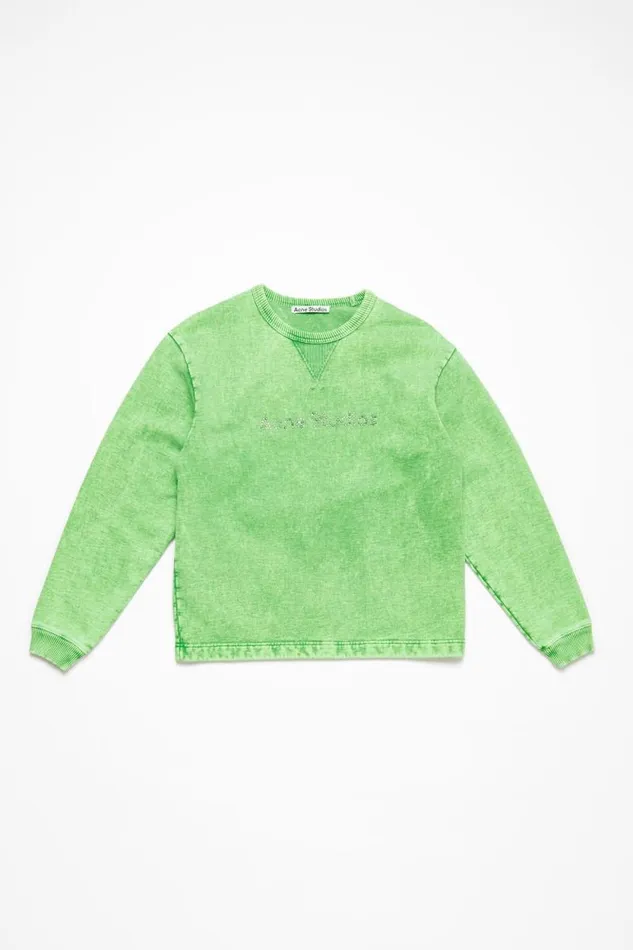 Acne Studios Logo Stud Sweater Bright Green Woman Sweatshirts