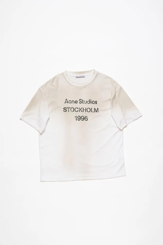 Acne Studios Logo Tshirt 8211 Relaxed Fit Dusty White Woman Tshirts