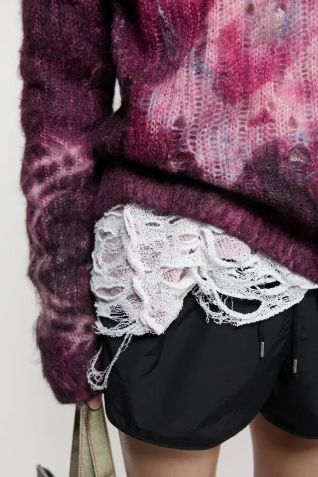 Acne Studios Printed Knit Jumper Dark Purple Man Knitwear