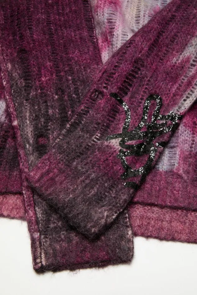 Acne Studios Printed Knit Jumper Dark Purple Man Knitwear