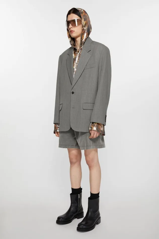 Acne Studios Relaxed Fit Suit Jacket Grey Melange Man Outerwear