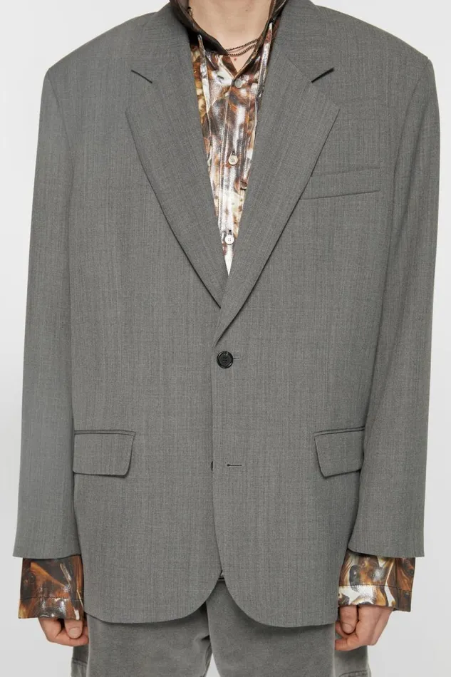 Acne Studios Relaxed Fit Suit Jacket Grey Melange Man Outerwear