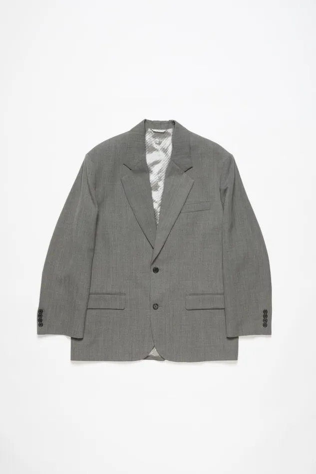 Acne Studios Relaxed Fit Suit Jacket Grey Melange Man Outerwear