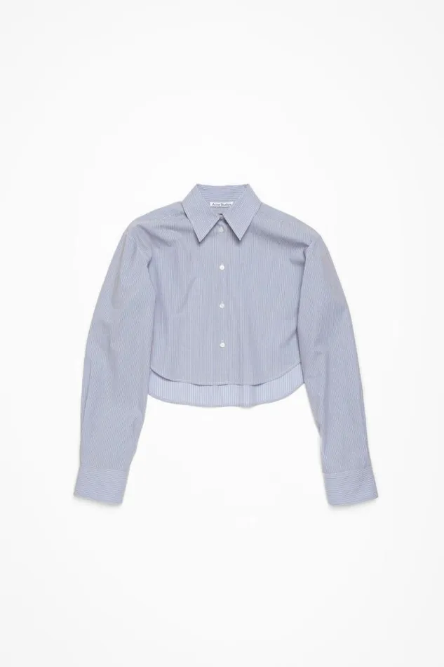 Acne Studios Shirt Jacquard Pinstripe Sky Bluecoffee Brown Woman Shirts and Blouses