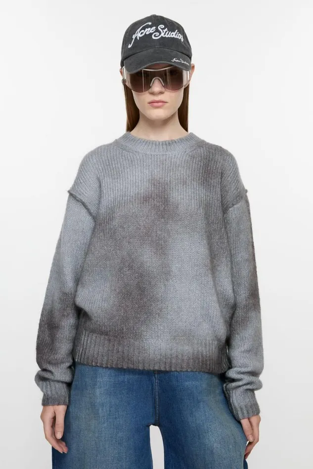 Acne Studios Sprayed Knit Jumper Anthracite Grey Woman Knitwear