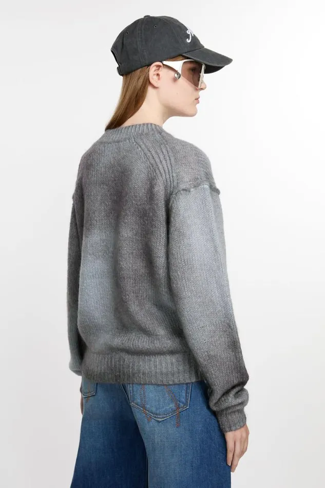 Acne Studios Sprayed Knit Jumper Anthracite Grey Woman Knitwear