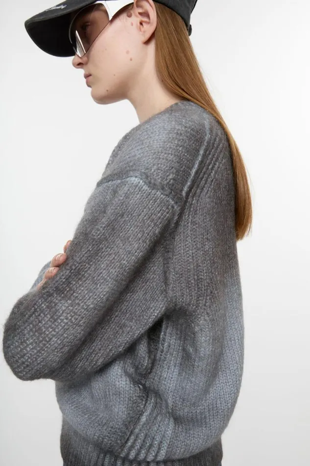 Acne Studios Sprayed Knit Jumper Anthracite Grey Woman Knitwear